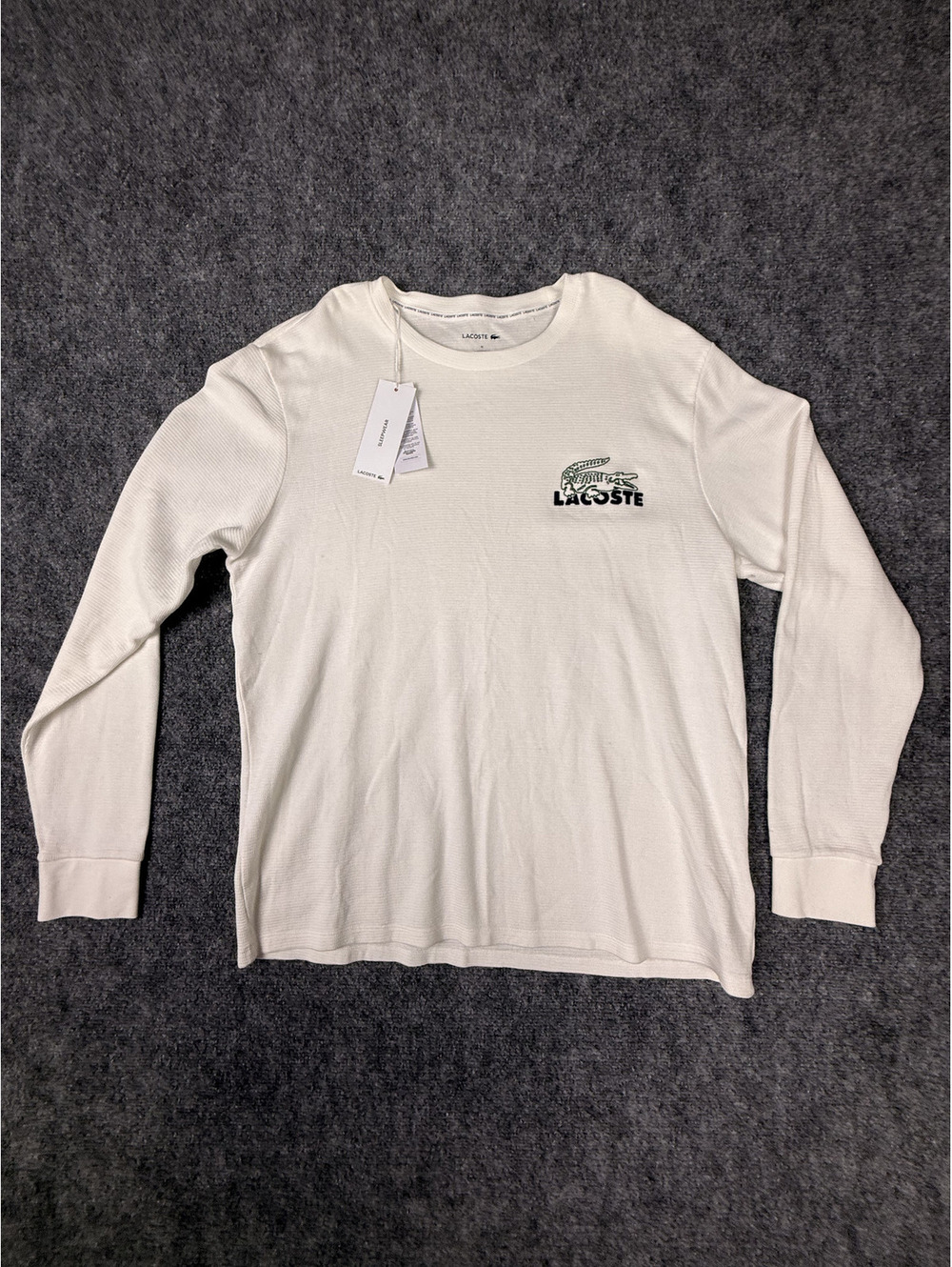 Lacoste White Long Sleeve Cotton T-Shirt with Logo
